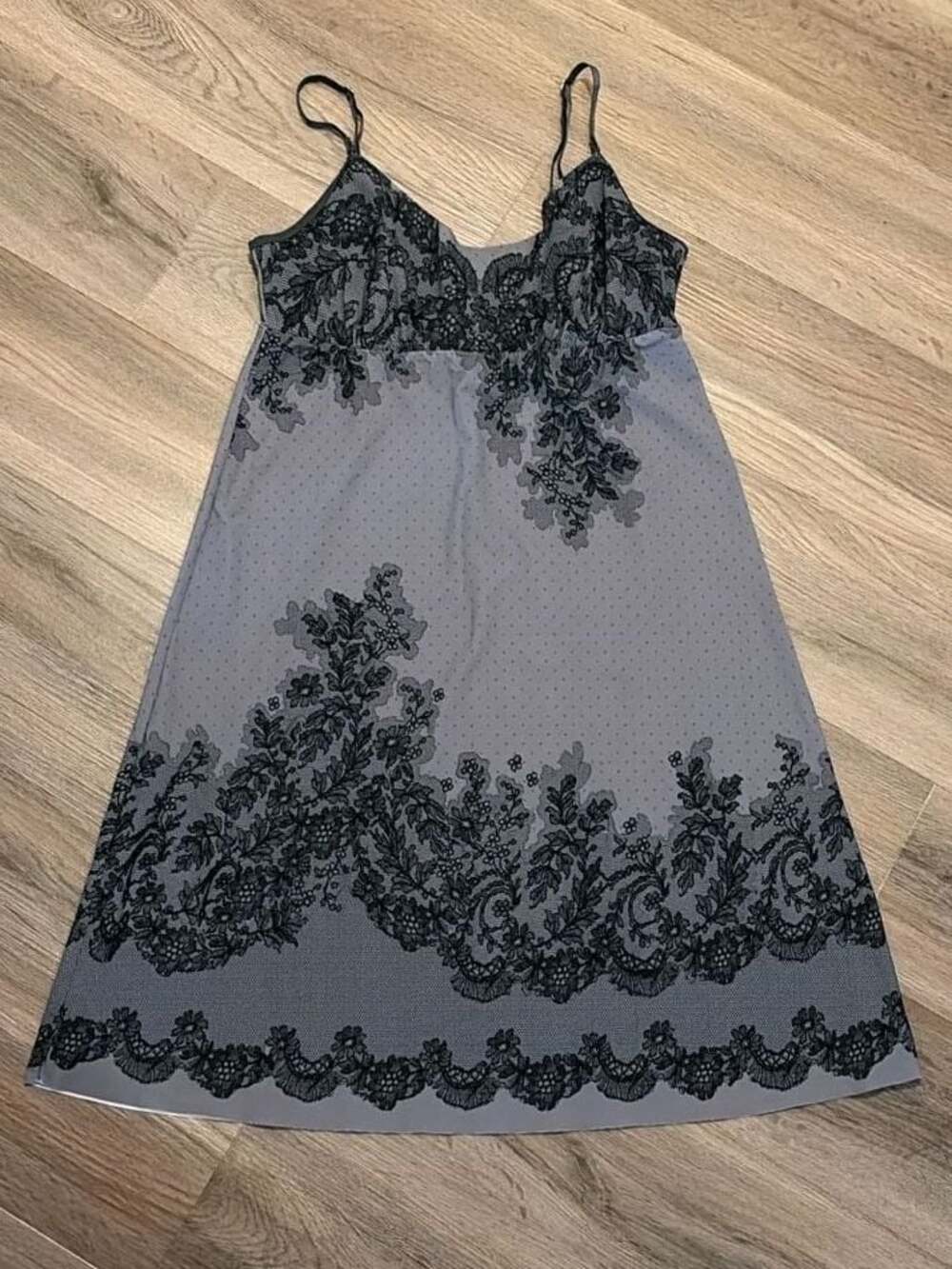 Commando Antique Lace Print Microfiber Chemise Slip Dress Size S